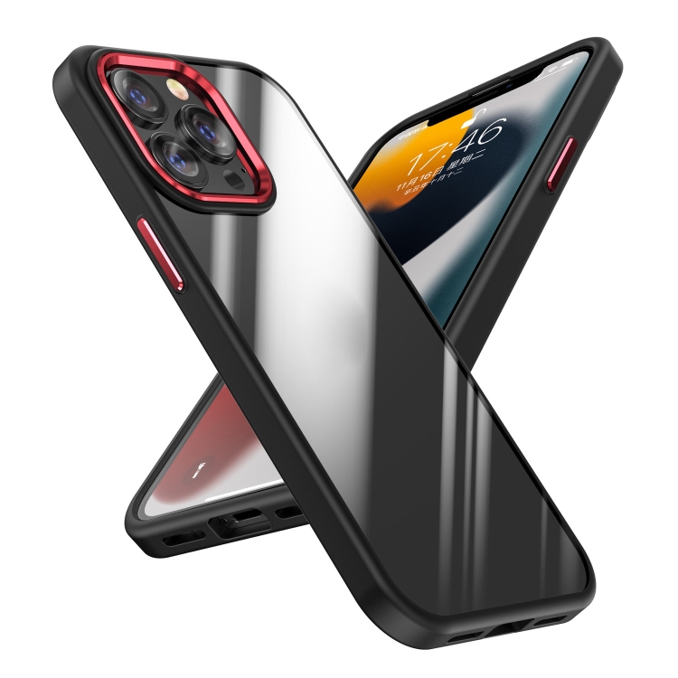 

Four-corner Shockproof TPU + PC Phone Case For iPhone 13 Pro Max(Black Red)