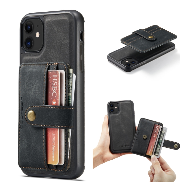 

JEEHOOD RFID Blocking Anti-Theft Wallet Phone Case For iPhone 12 mini(Black)