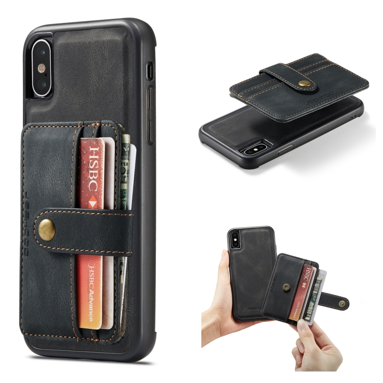 

JEEHOOD RFID Blocking Anti-Theft Wallet Phone Case For iPhone X / XS(Black)