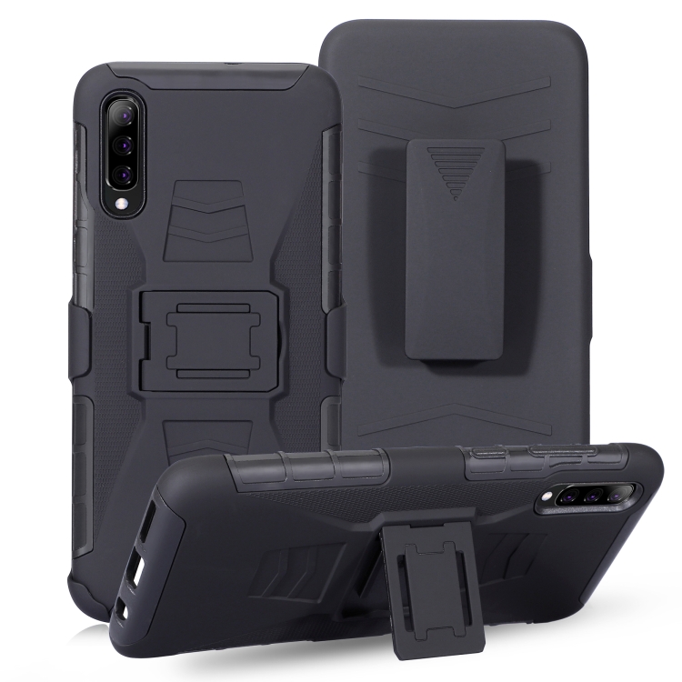 

For Galaxy A50 PC + Silicone Back Clip Sliding Sleeve Protective Case(Black)