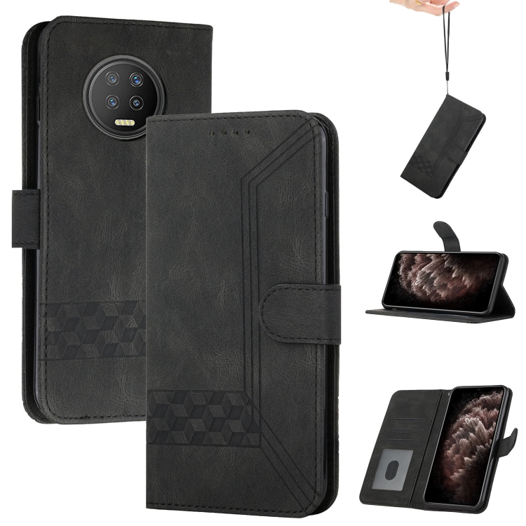 

For Infinix Note 7 / X690 Cubic Skin Feel Flip Leather Phone Case(Black)