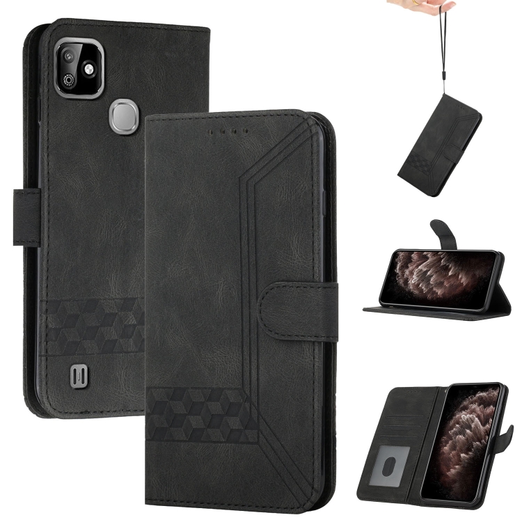 

For Infinix Smart HD 2021 Cubic Skin Feel Flip Leather Phone Case(Black)