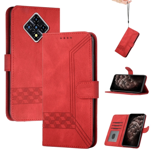 

For Infinix Zero 8 / X687 Cubic Skin Feel Flip Leather Phone Case(Red)