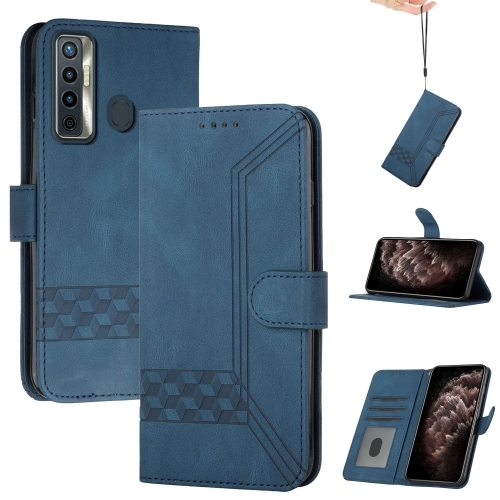 

For Tecno Camon 17 Cubic Skin Feel Flip Leather Phone Case(Royal Blue)