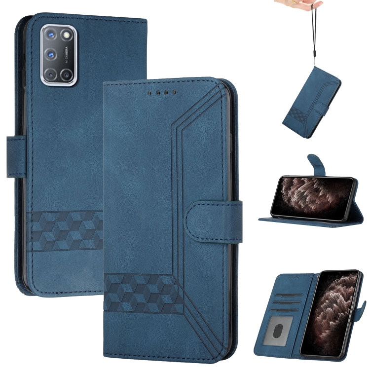 

For Tecno Pova 2 Cubic Skin Feel Flip Leather Phone Case(Royal Blue)