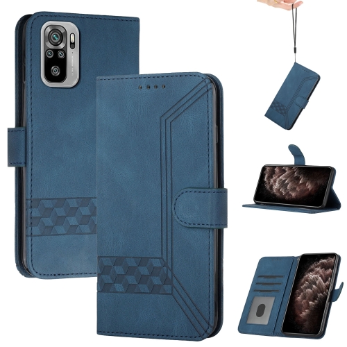 

For Xiaomi Redmi Note 10 4G Cubic Skin Feel Flip Leather Phone Case(RoyalBlue)