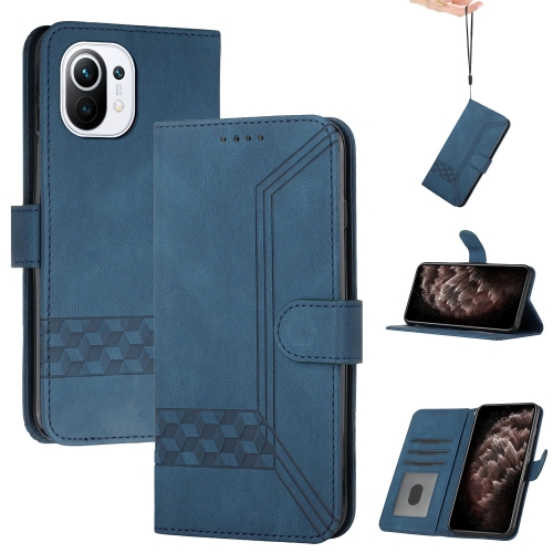

For Xiaomi Mi 11 Lite Cubic Skin Feel Flip Leather Phone Case(RoyalBlue)