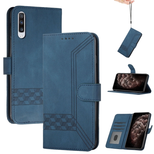 

For Huawei P30 Cubic Skin Feel Flip Leather Phone Case(Royal Blue)