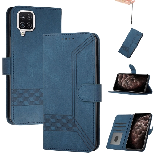 

For Huawei P40 Lite Cubic Skin Feel Flip Leather Phone Case(Royal Blue)