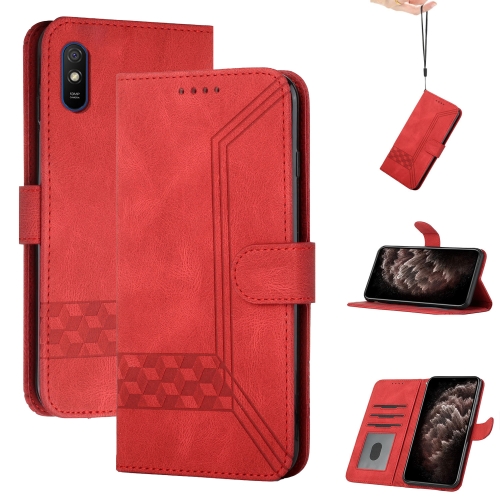 

For Huawei Y5 2019 Cubic Skin Feel Flip Leather Phone Case(Red)