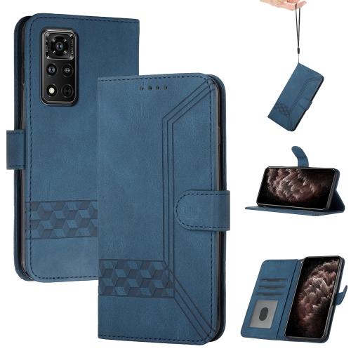 

For Honor V40 4G Cubic Skin Feel Flip Leather Phone Case(Royal Blue)