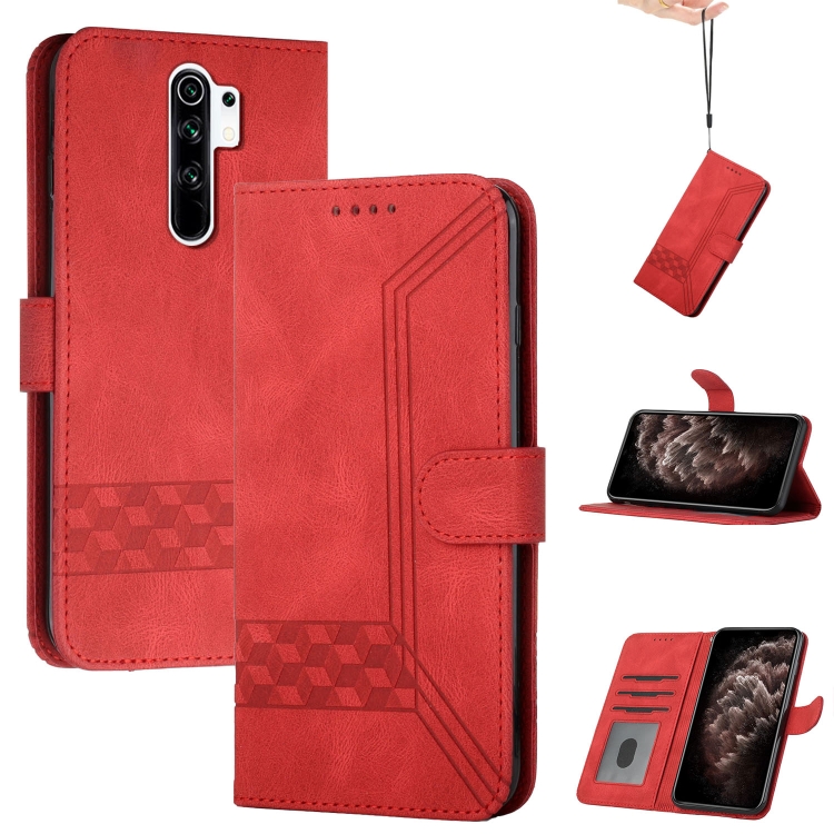 

For OPPO A9 2020 Cubic Skin Feel Flip Leather Phone Case(Red)
