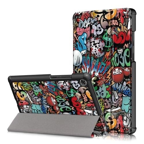 

For Lenovo Tab M8 Coloured Drawing Pattern Horizontal Deformation Flip Leather Case with Three-folding Holder(Graffiti)