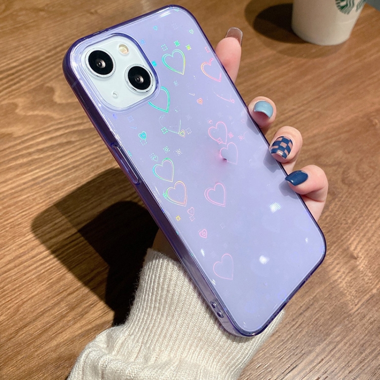 

Colorful Laser Love TPU Phone Case For iPhone 12 / 12 Pro(Purple)