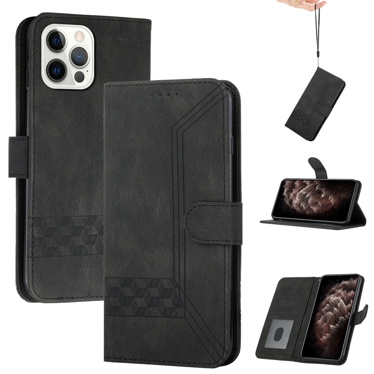 

Cubic Skin Feel Flip Leather Phone Case For iPhone 12 Pro Max(Black)