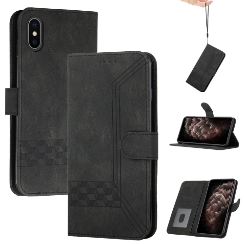 

Cubic Skin Feel Flip Leather Phone Case For iPhone XS Max(Black)