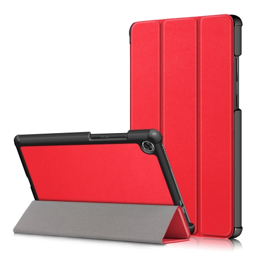 

For Lenovo Tab M8 Custer Texture Horizontal Flip Smart TPU Leather Case with Three-folding Holder(Red)