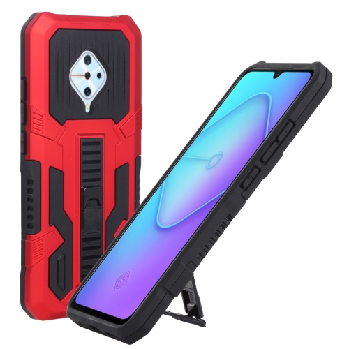 

For vivo S1 Pro Vanguard Warrior All Inclusive Double-color Shockproof TPU + PC Phone Case with Holder(Red)