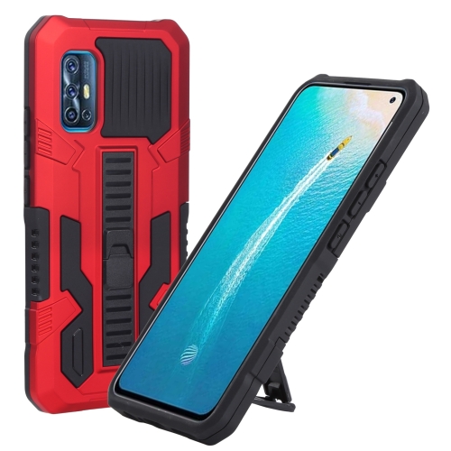 

For vivo V19 Indonesia Version Vanguard Warrior All Inclusive Double-color Shockproof TPU + PC Phone Case with Holder(Red)
