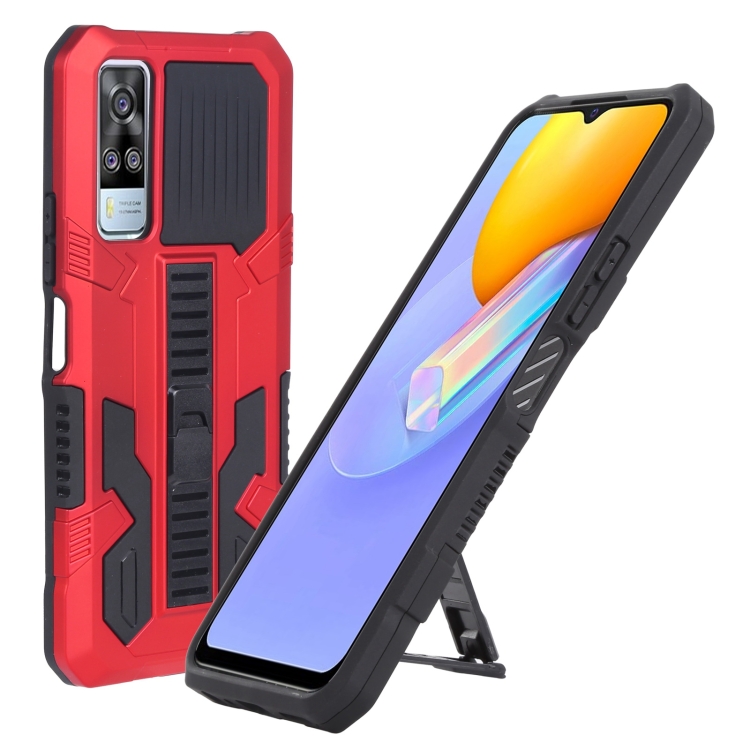 

For vivo Y51 2020 December Vanguard Warrior All Inclusive Double-color Shockproof TPU + PC Phone Case with Holder(Red)