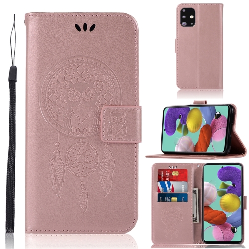 

For Galaxy A71 Wind Chime Owl Embossing Pattern Horizontal Flip Leather Case with Holder & Card Slots & Wallet(Rose Red)