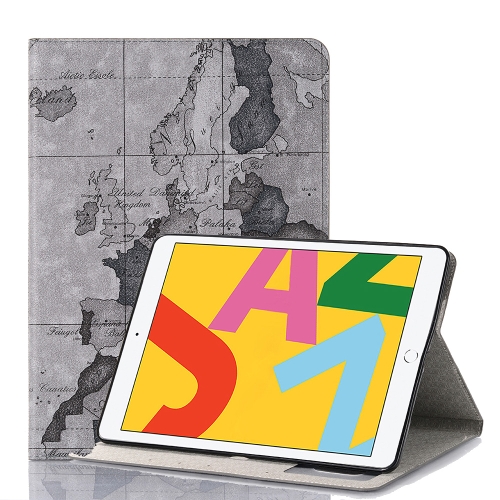 

For iPad 10.2 / 10.5 Map Texture Horizontal Flip Leather Case with Holder & Card Slots & Wallet, Random Texture Delivery(Grey)