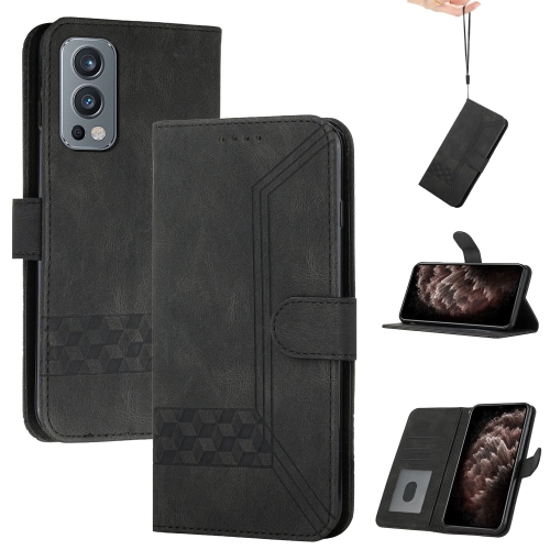 

Cubic Skin Feel Flip Leather Phone Case For OnePlus Nord 2 5G(Black)