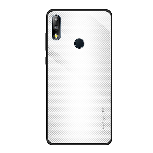 

For Asus ZenFone Max Pro M2 ZB631KL Texture Gradient Glass Protective Case(White)