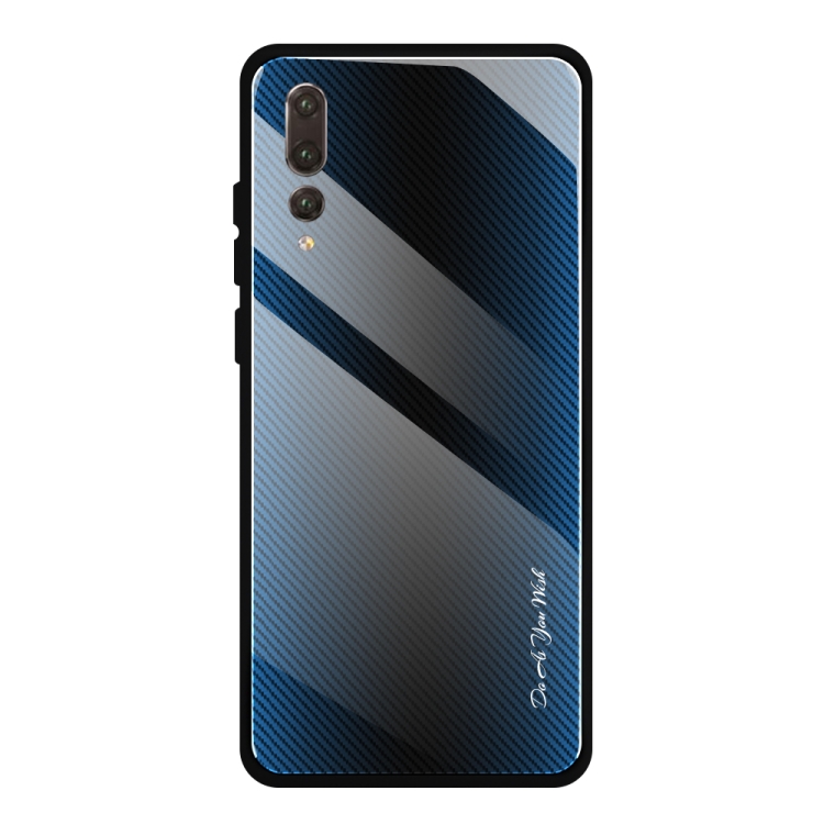 

For Huawei P20 Pro Texture Gradient Glass Protective Case(Blue)