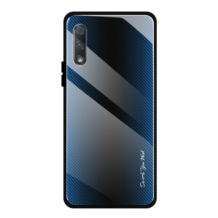 

For Huawei Honor 9x Texture Gradient Glass Protective Case(Blue)