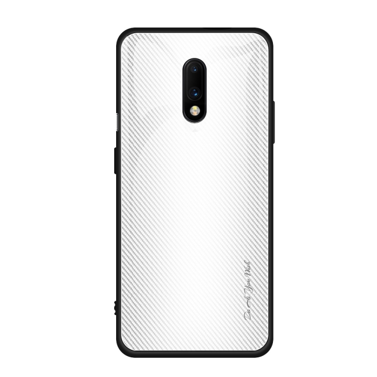 

For OnePlus 7 Texture Gradient Glass Protective Case(White)
