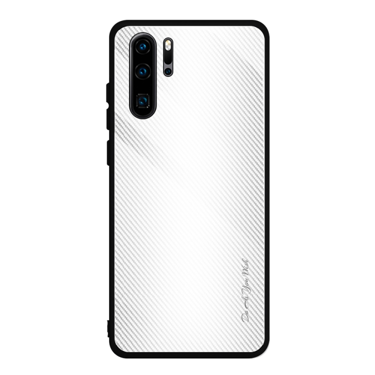 

For Huawei P30 Pro Texture Gradient Glass Protective Case(White)