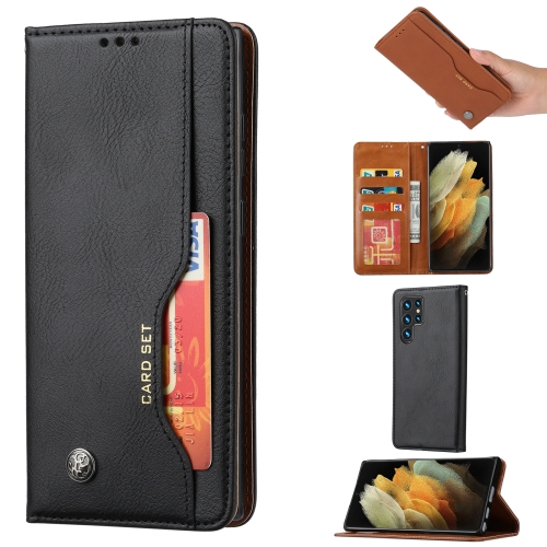 

For Samsung Galaxy S22 Ultra 5G Knead Skin Texture Leather Phone Case(Black)