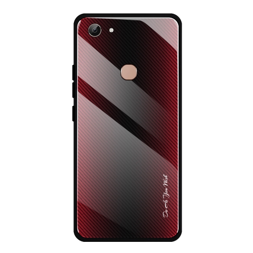 

For Vivo Y83 Texture Gradient Glass Protective Case(Red)