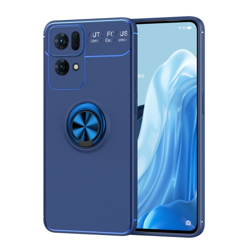 

For OPPO Reno7 Pro 5G Metal Ring Holder 360 Degree Rotating TPU Phone Case(Blue)