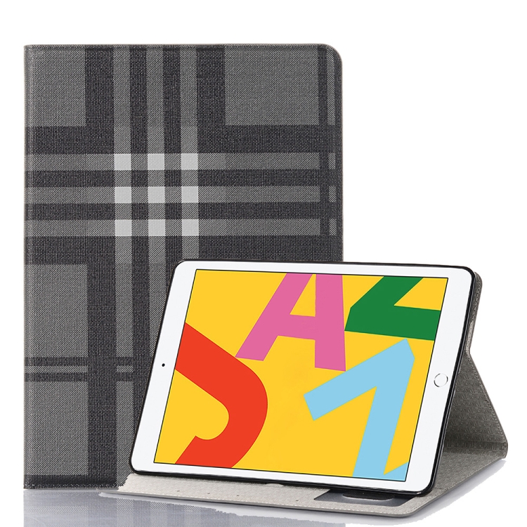 

For iPad 10.2 / 10.5 Plaid Texture Horizontal Flip Leather Case with Holder & Card Slots & Wallet(Grey)