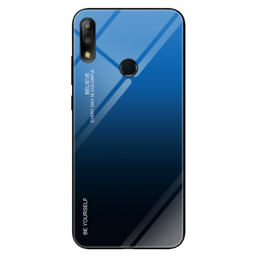 

For Asus Zenfone Max Pro M2 ZB631KL Gradient Color Glass Case(Blue)