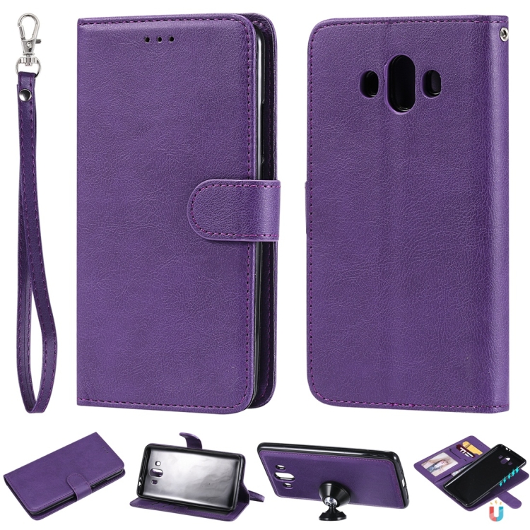 

For Huawei Mate 10 Solid Color Horizontal Flip Protective Case with Holder & Card Slots & Wallet & Photo Frame & Lanyard(Purple)