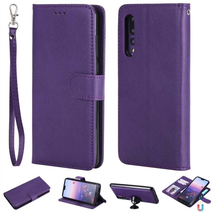 

For Huawei P20 Pro Solid Color Horizontal Flip Protective Case with Holder & Card Slots & Wallet & Photo Frame & Lanyard(Purple)