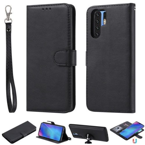 

For Huawei P30 Pro Solid Color Horizontal Flip Protective Case with Holder & Card Slots & Wallet & Photo Frame & Lanyard(Black)