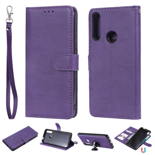 

For Huawei P Smart Z / Y9 Prime Solid Color Horizontal Flip Protective Case with Holder & Card Slots & Wallet & Photo Frame & Lanyard(Purple)