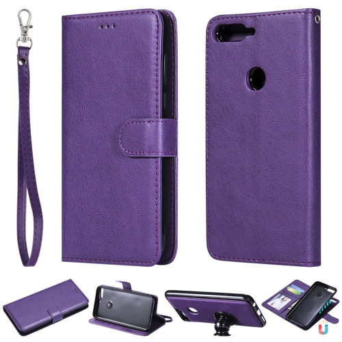 

For Huawei Y7 Pro / Honor 7C Solid Color Horizontal Flip Protective Case with Holder & Card Slots & Wallet & Photo Frame & Lanyard(Purple)