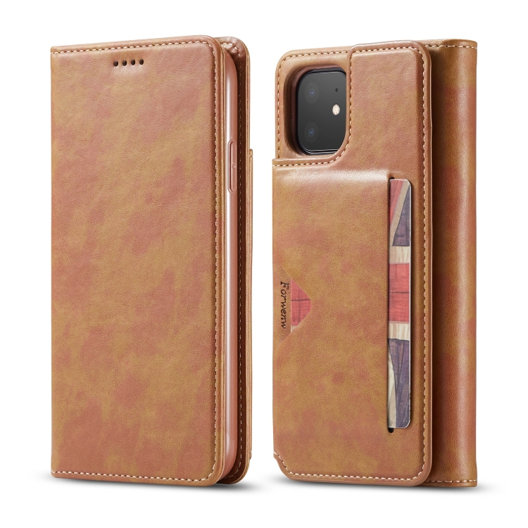 

For iPhone 11 Forwenw Multi-card Series Horizontal Flip PU Leather Case with Holder & Card Slots & Wallet(Brown)