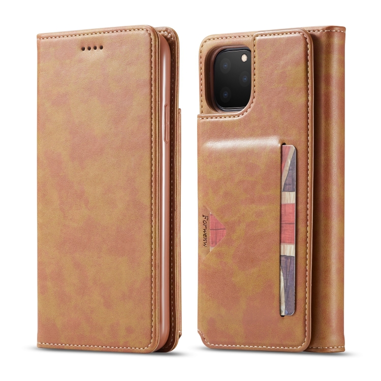 

For iPhone 11 Pro Forwenw Multi-card Series Horizontal Flip PU Leather Case with Holder & Card Slots & Wallet(Brown)