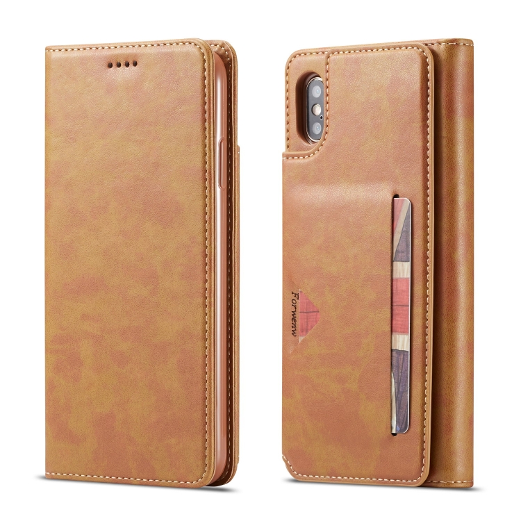 

For iPhone XS Max Forwenw Multi-card Series Horizontal Flip PU Leather Case with Holder & Card Slots & Wallet(Brown)