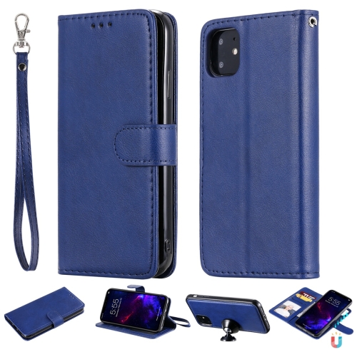 

For iPhone 11 Solid Color Horizontal Flip Protective Case with Holder & Card Slots & Wallet & Photo Frame & Lanyard(Purple)