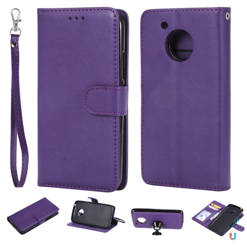 

For Motorola Moto G5 Solid Color Horizontal Flip Protective Case with Holder & Card Slots & Wallet & Photo Frame & Lanyard(Purple)