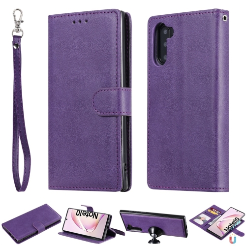 

For Galaxy Note 10 Solid Color Horizontal Flip Protective Case with Holder & Card Slots & Wallet & Photo Frame & Lanyard(Purple)