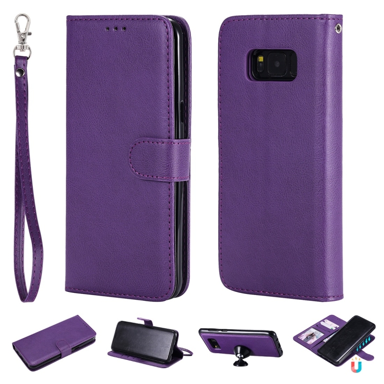 

For Galaxy S8+ Solid Color Horizontal Flip Protective Case with Holder & Card Slots & Wallet & Photo Frame & Lanyard(Purple)