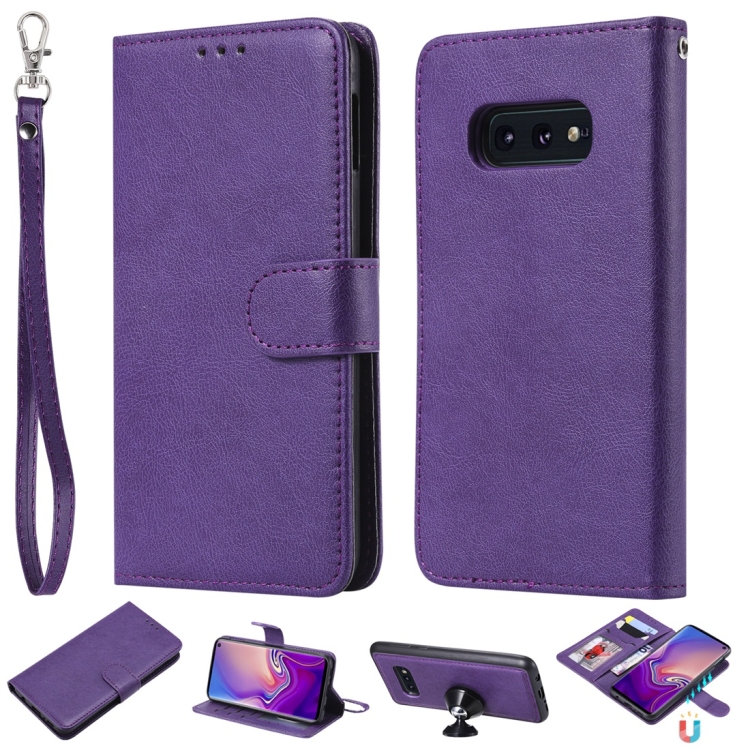 

For Galaxy S10e Solid Color Horizontal Flip Protective Case with Holder & Card Slots & Wallet & Photo Frame & Lanyard(Purple)